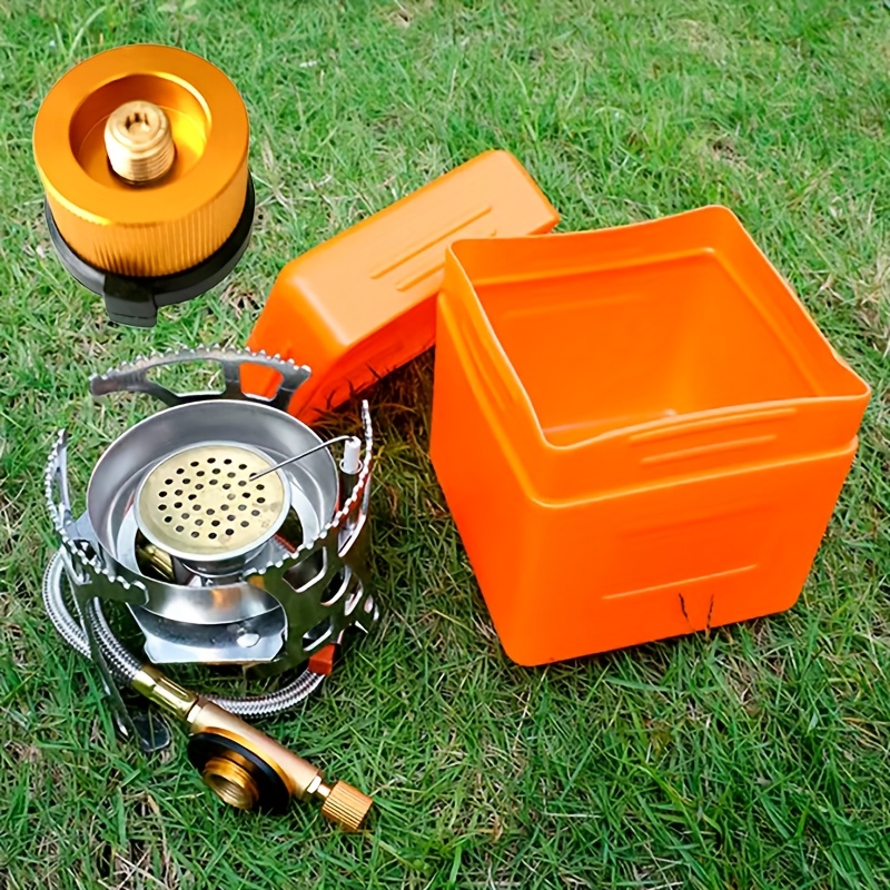 3500W / 6800W Windproof Camping Stove with Fuel Canister Adapter, Piezo Ignition, Durable Stainless Steel, Portable Foldable Grill for Outdoor Hiking and Picnics - Ideal for Thanksgiving, Independence Day, Christmas, Halloween, Camping Gear | Modern Camping Gear | Durable Construction, Camping Stove