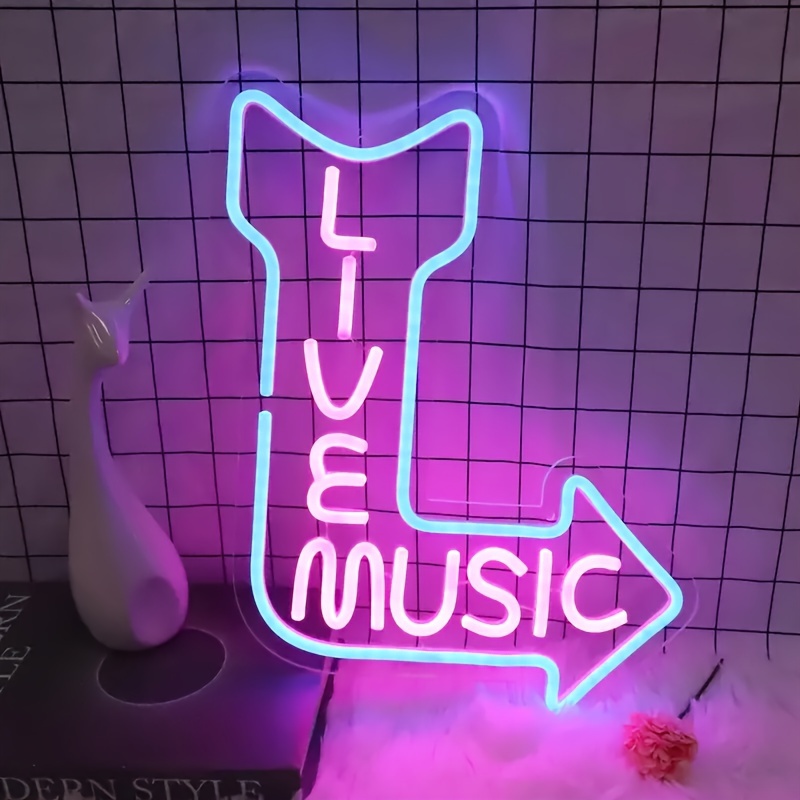 

1pc Live Music Neon Sign, Transparent Acrylic Base Plate, Usb Port, Decoration Party Birthday Party Festival Gift