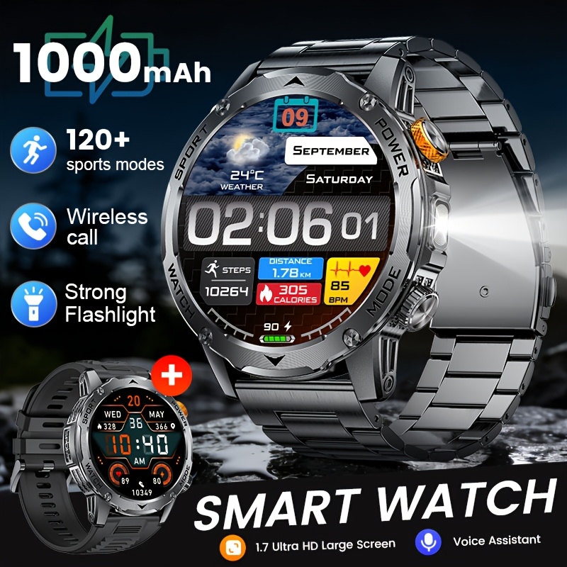 TEMU SIEMORL Smartwatch para hombre con más de 50 horas de de , reloj inteligente HD de 1.7 pulgadas con batería de 1000 mAh/Función de teléfono/Más