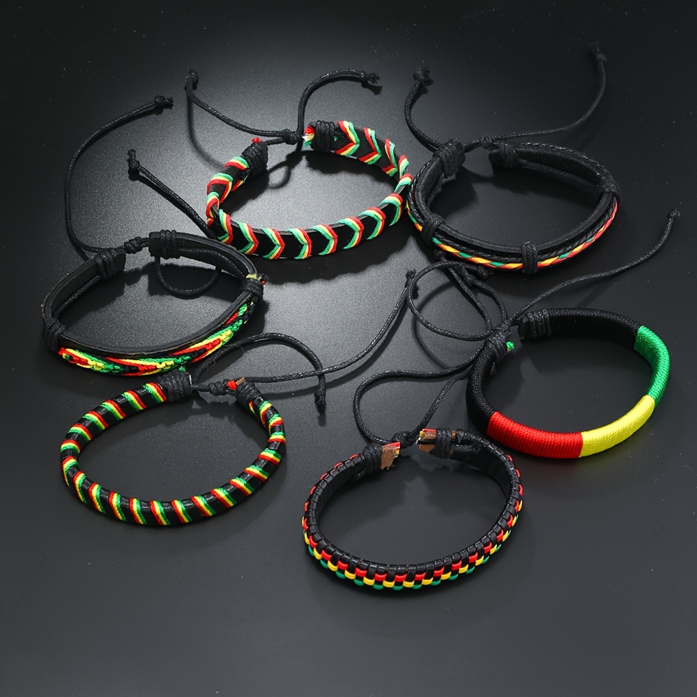 TEMU 6pcs Set Of Woven Colorful Stackable Wristbands, Trendy And Versatile For Streetwear, A Birthday Gift For Couples