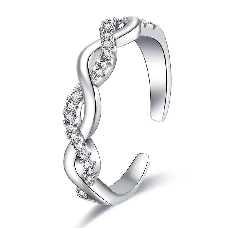TEMU 1pc Chic Cuff Ring With A Fashionably Design, Densely Set With Sparkling Synthetic Cubic Synthetic Zirconia, Suitable As A Daily Wear Or Party