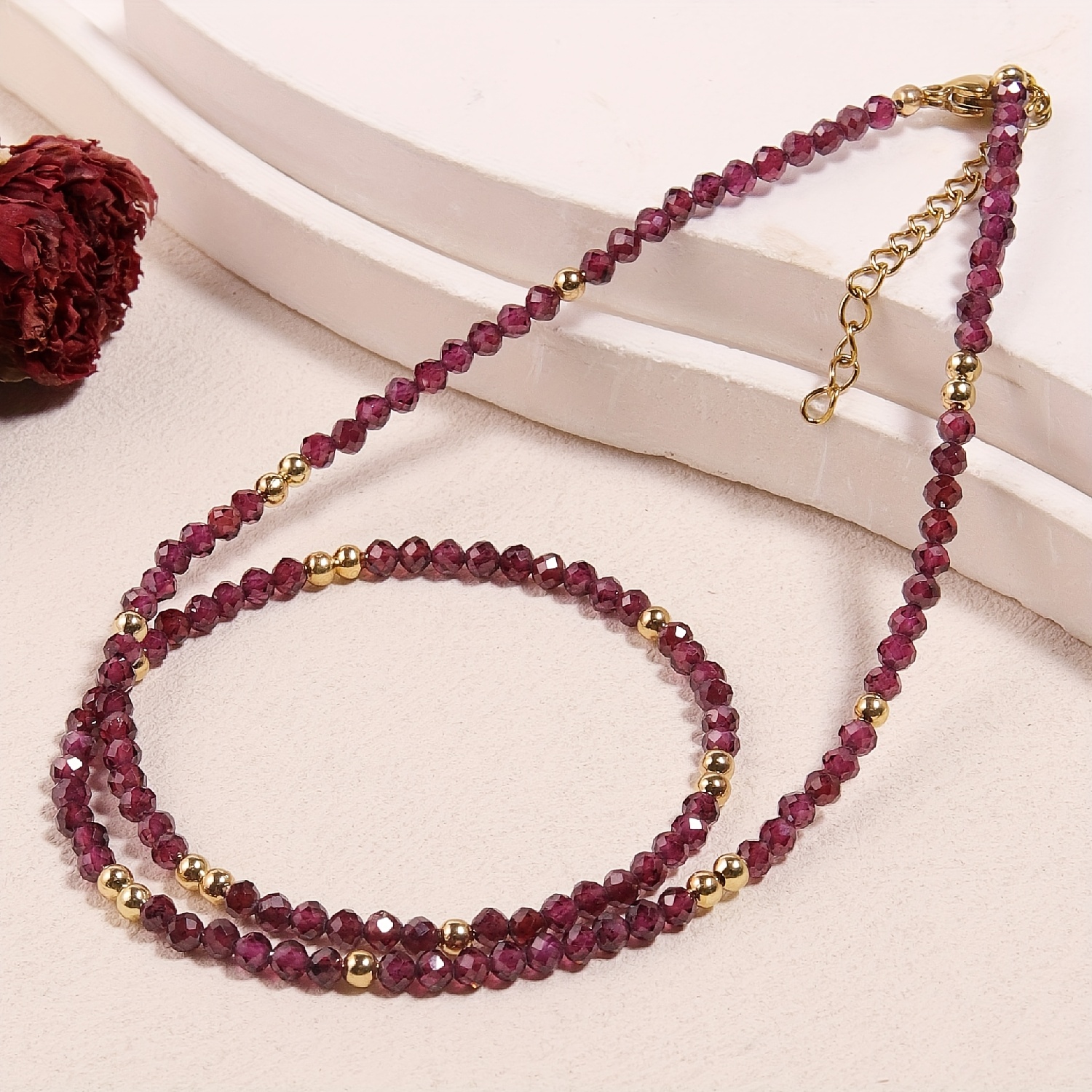3Mm Garnet Necklace, Natural Stone Accessory