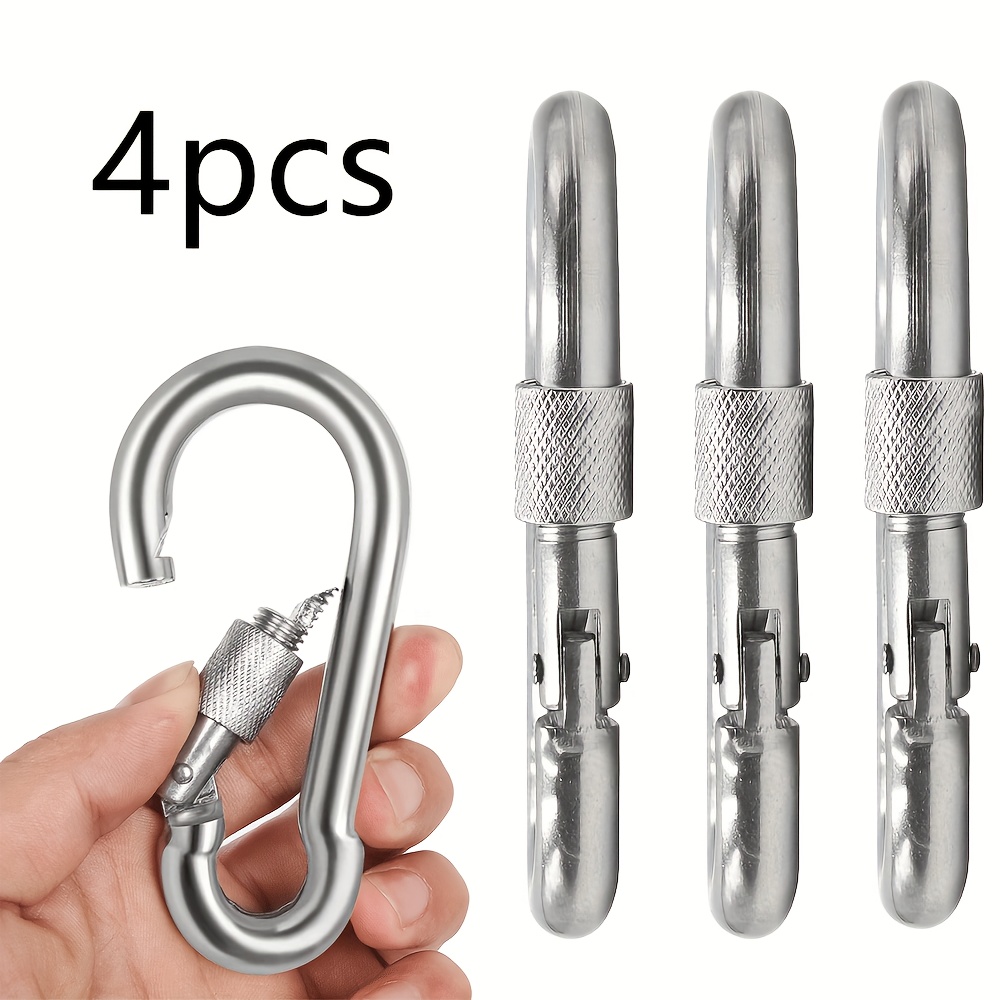 Set Of 4 Spring Snap Carabiners - Strong Metal Connectors Ideal For Keychains, Ropes, And , Resistant To Rust, Essential For Hiking | Reliable Spring Snap Hooks | Sturdy Metal Clasps, Carabiner Clips