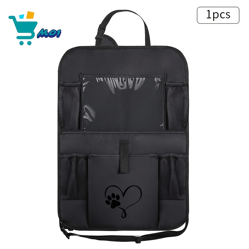 TEMU Organisateur de siège arrière de voiture 1 pièce avec motif de patte dans un contour de cœur, porte-tablette, rangement multi-poches pour
