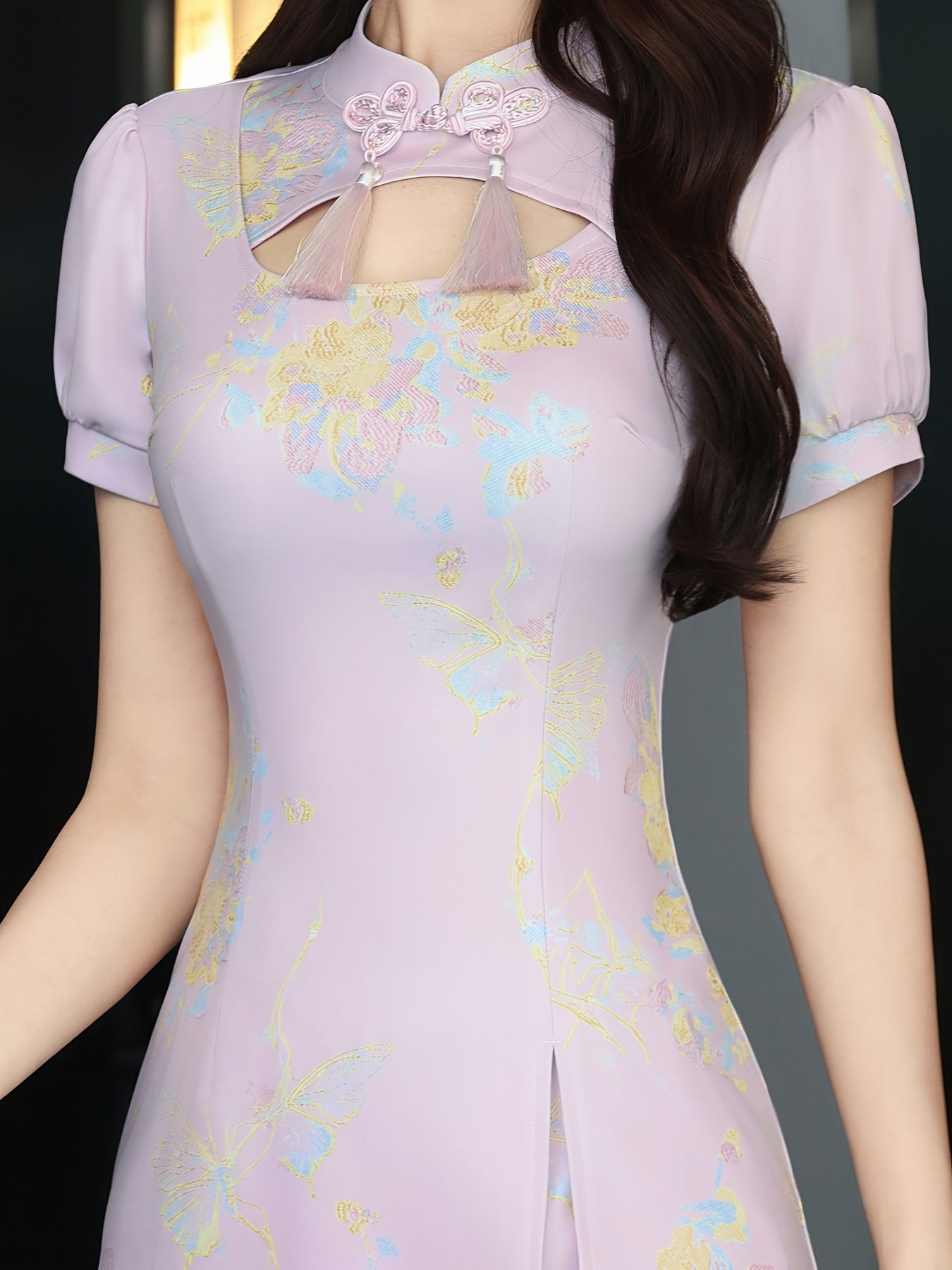 sheer lace dress Pale Pink Chinese Dress