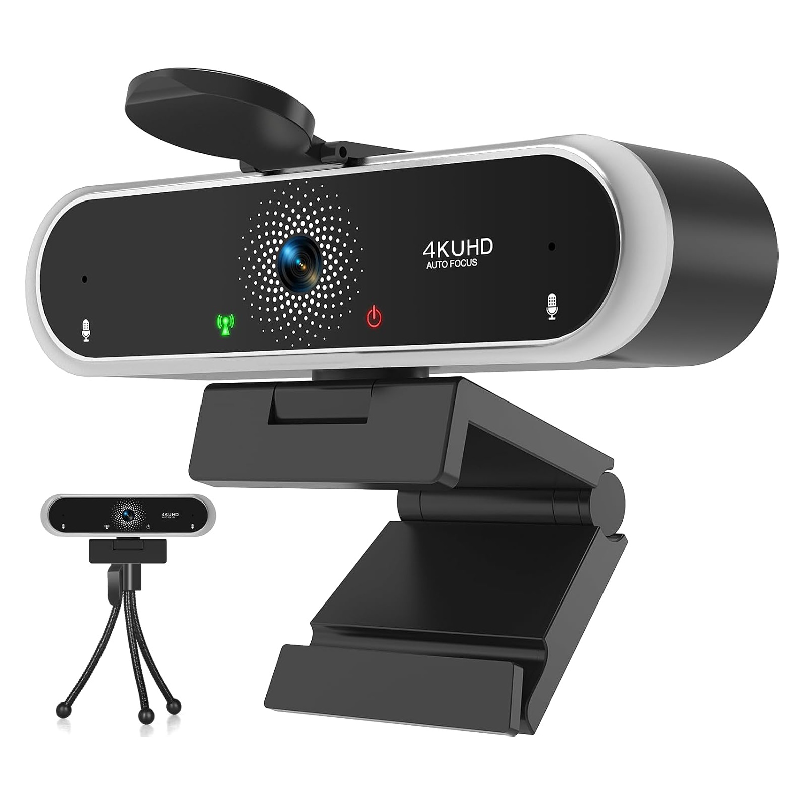 ultra hd 4k webcam for laptop pc desktop with tripod pdaf auto focus built in dual noise reduction microphones auto light correction usb   with privacy cover for live streaming   camera