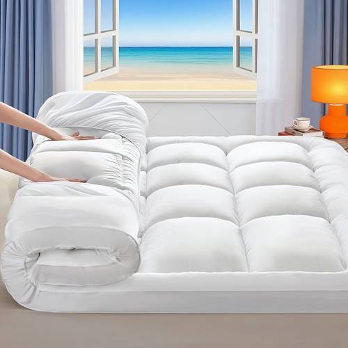 extra thick mattress topper extra thick mattress pad cover for deep sleep 3d 7d snow down alternative fill overfilled plush pillow top 1500 gsm fluffy shredded filled thicked down alternative lined