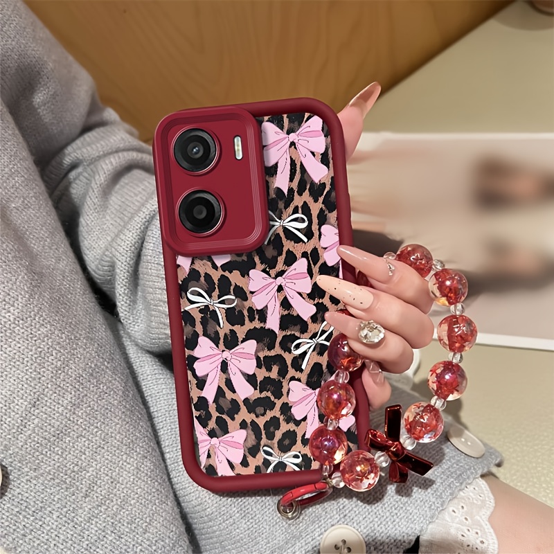 TEMU Phone Case: Compatible With Moto G05, With Phone Lanyard, The Cute Soft Girl Colorful Graffiti Leopard Bow Pattern Phone Case Cellphone