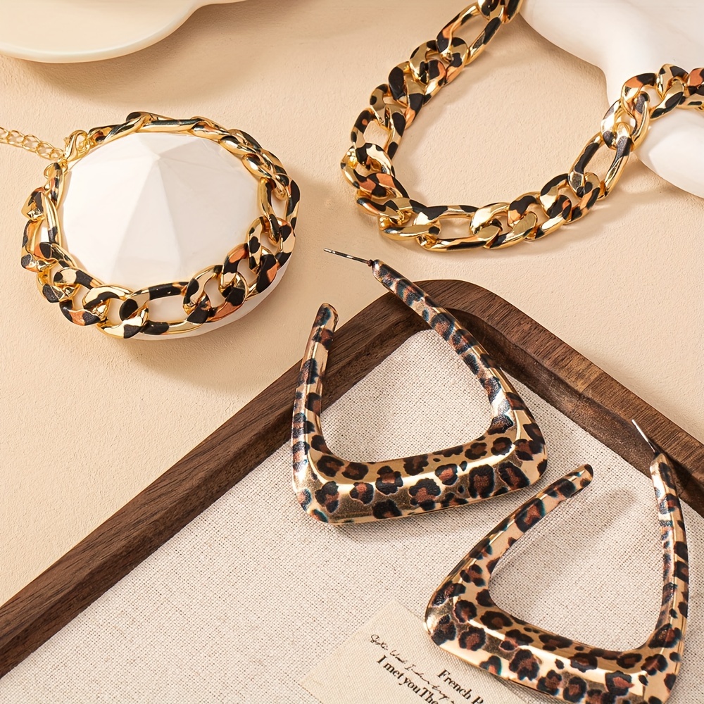 a leopard print necklace a leopard print bracelet a pair - Temu display picture 3
