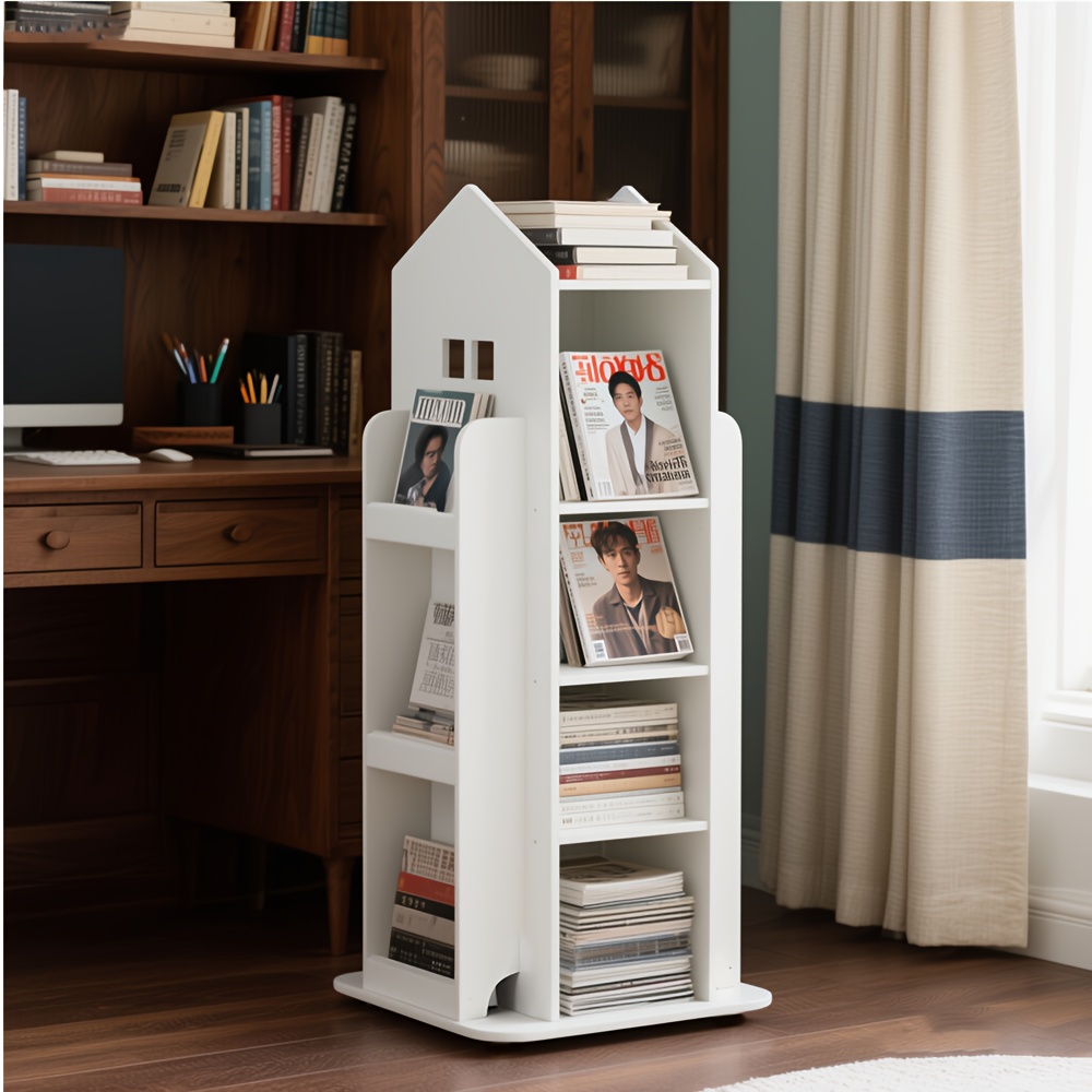 TEMU Rotating Bookshelf, 360-degree Display 3-layer Floor Standing Bookshelf Storage Rack, Children's Bookshelf Organizer, Small Bookshelf, Bedroom,