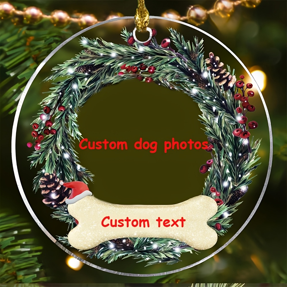 TEMU [customization] Personalized Dog Acrylic Tag, Custom 4-inch Tag, Custom Cute Puppy Photo, Christmas Ornament - Acrylic Dog Ornament