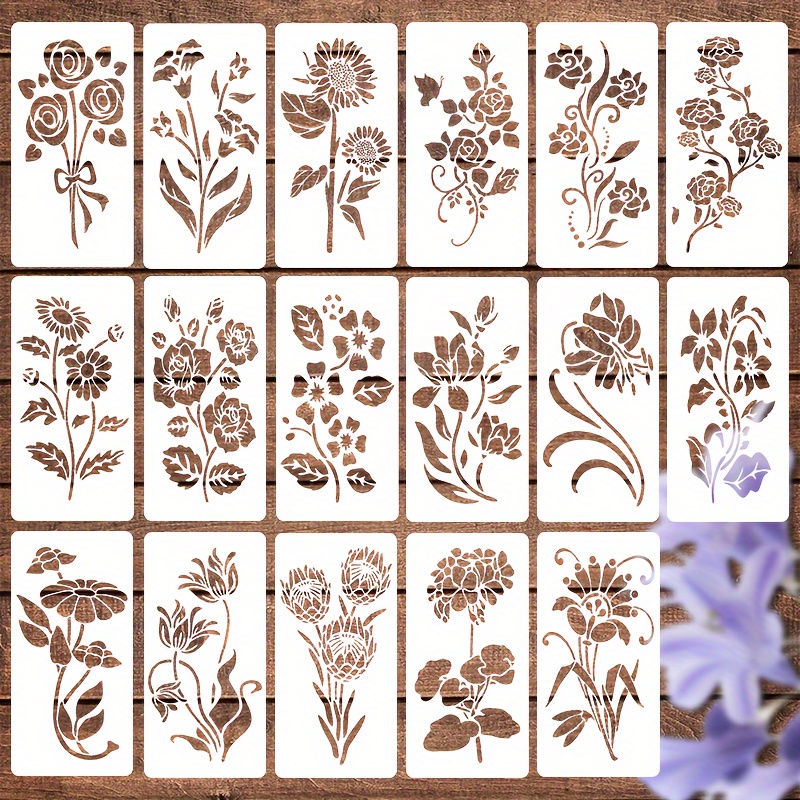 

17pcs Flower Bouquet Stencil Set For Painting, Reusable & Washable Plastic Floral Craft Templates, Diy Art Drawing & Decorating Tools, Ideal For Home & Garden Decor - Art Supplies By Craftytemplates