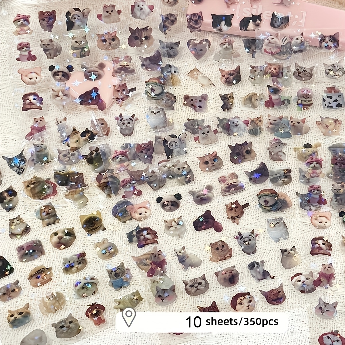 350pcs/10 Sheets Funny Cat Meme Stickers | Pvc Self-adhesive Stickers For Water Bottles, Laptops, Skateboards, Guitars, Luggage, Helmets, Cameras, Notebooks