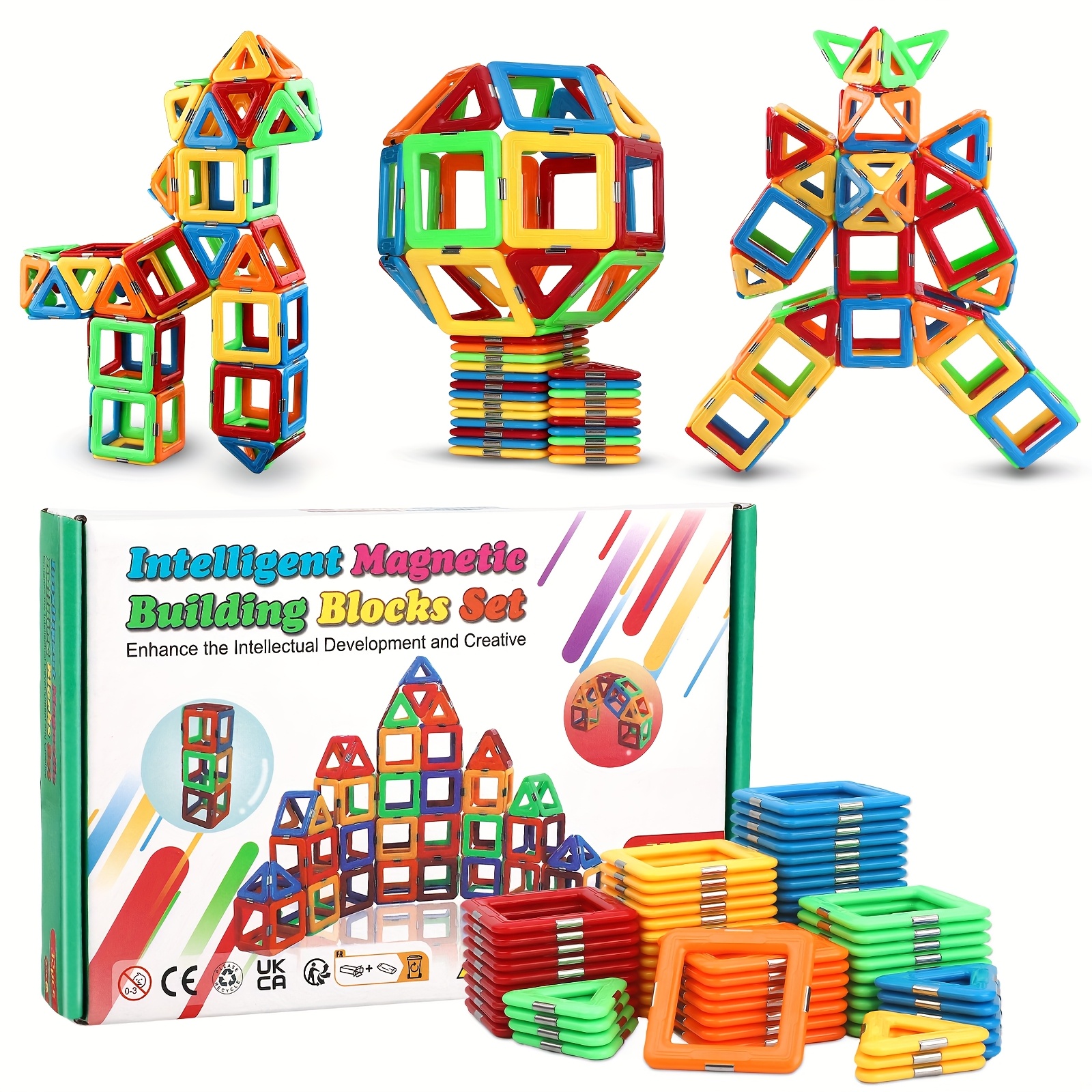 Image of Magnetic Building Blocks 32pcs Magnetic Tile Toys 3 4 Year Old Boys And Girls Educational Toys Children And Girls 3 4 5 7, Learning Through Play, Interactive Design, Vibrant Colors
