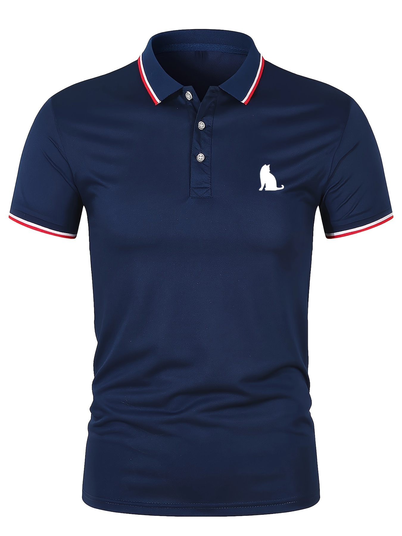 Men's Golf Shirt Cat Print Short Sleeve Breathable Tennis - Temu Australia