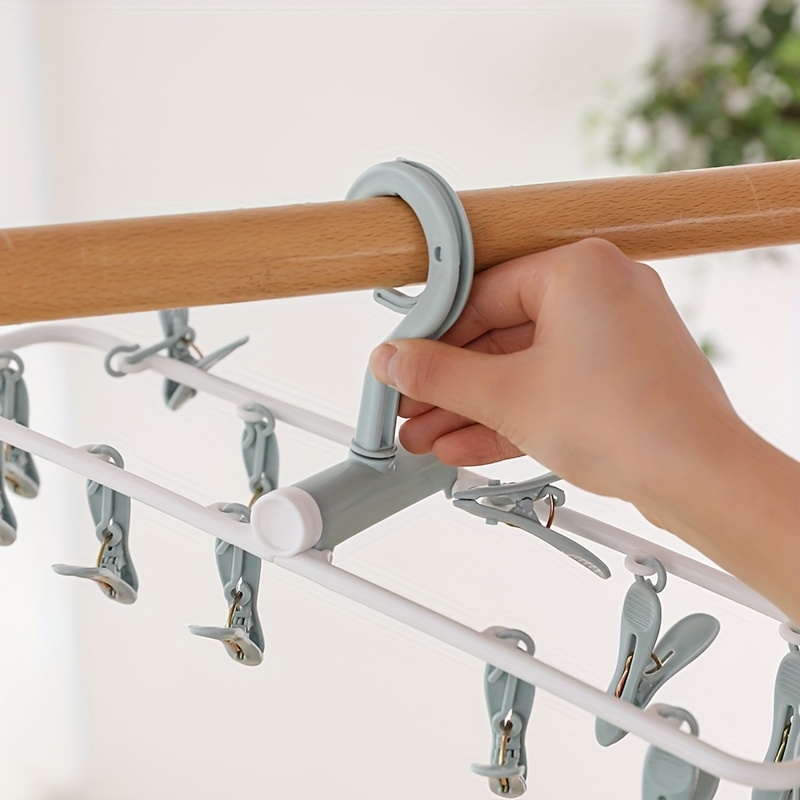 Asciugapanni Pieghevole Per Calzini E Biancheria - 24 Clip In Acciaio Inox, Girevole 360&deg;