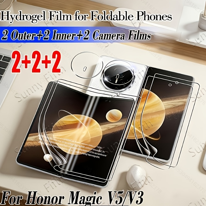 TEMU [6-in-1] Magic V5/v3. 6-in-1 Set Includes 2 Outer+2 Inner+2 Camera Films, High-quality Tpu Flex Hydrogel Film, Anti-fingerprint, , Feel, , Full