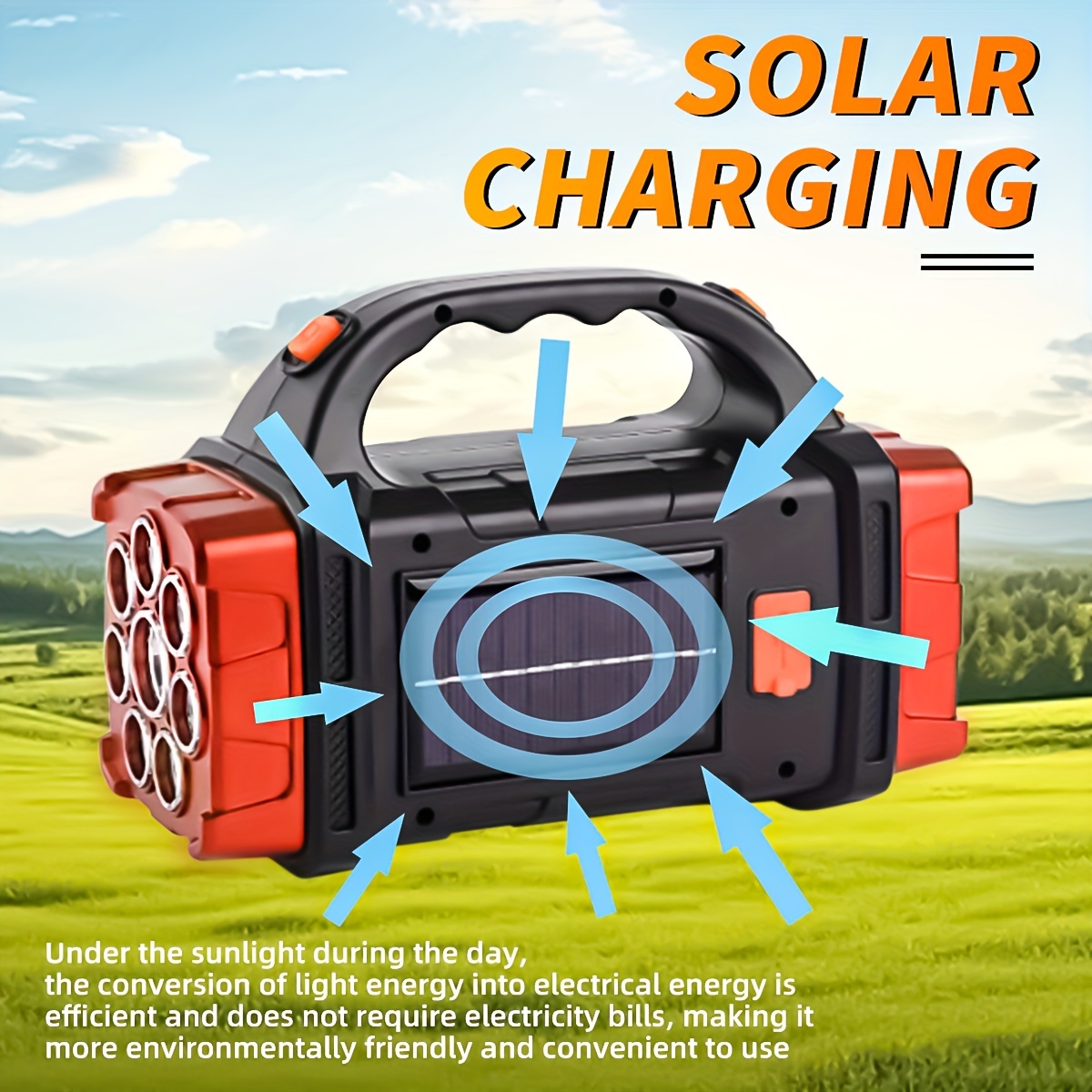1pc multifunctional solar usb camping spotlight cob led 350 500 polished pc material with solar battery for camping fishing road emergencies gift suitable details 5
