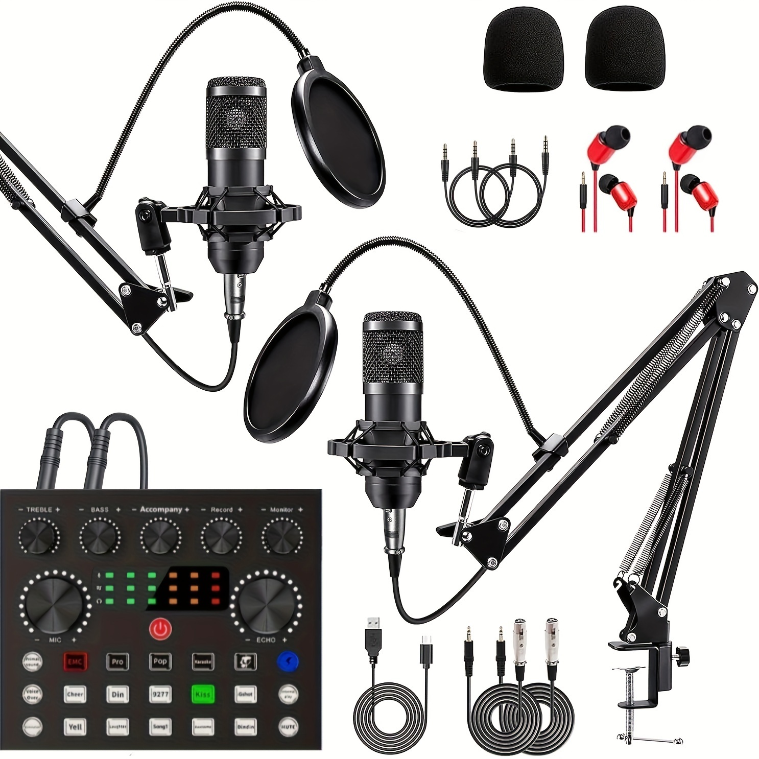 

Podcast Equipment Bundle For 2, V8s Voice Changer With Bm800 , Studio Microphone, Perfect For Recording, Gaming, Live Streaming