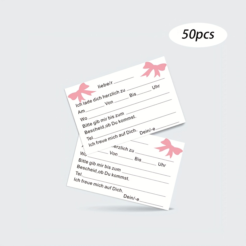 50pcs German Creative Blank Invitation Cards For Events, Birthdays, Parties, Celebrations, And Other Occasions