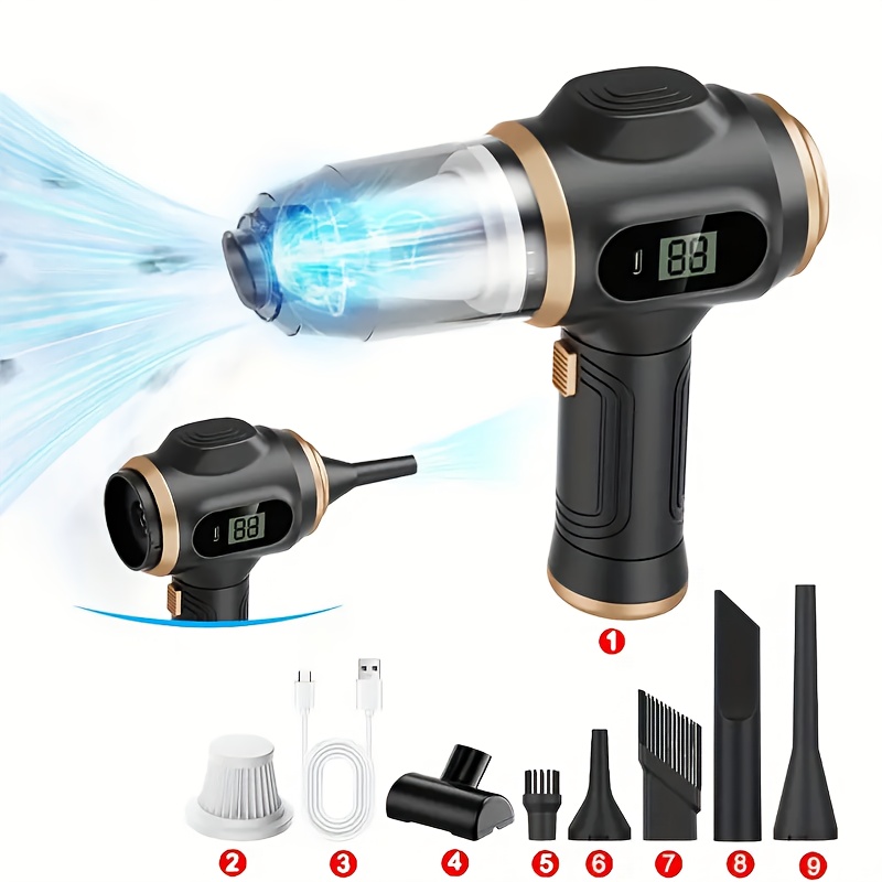 Handheld Electronic Vacuum Cleaner with Super Suction, Featuring a Digital Display, High-Efficiency Design, And Multiple Crevice Tools, Ideal for Cleaning Homes, Dusting Floors, And Tidying Car Interiors
