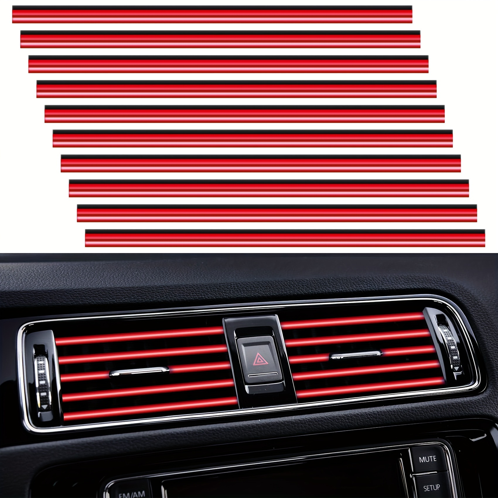 

20pcs Car Air Conditioner Air Outlet Decorative Strips, Bendable Diy Decorative Strips, Universal For Most Air Outlets, Flexible Shiny Auto Car Vent Interior Accessories For All Air Vent Outlet