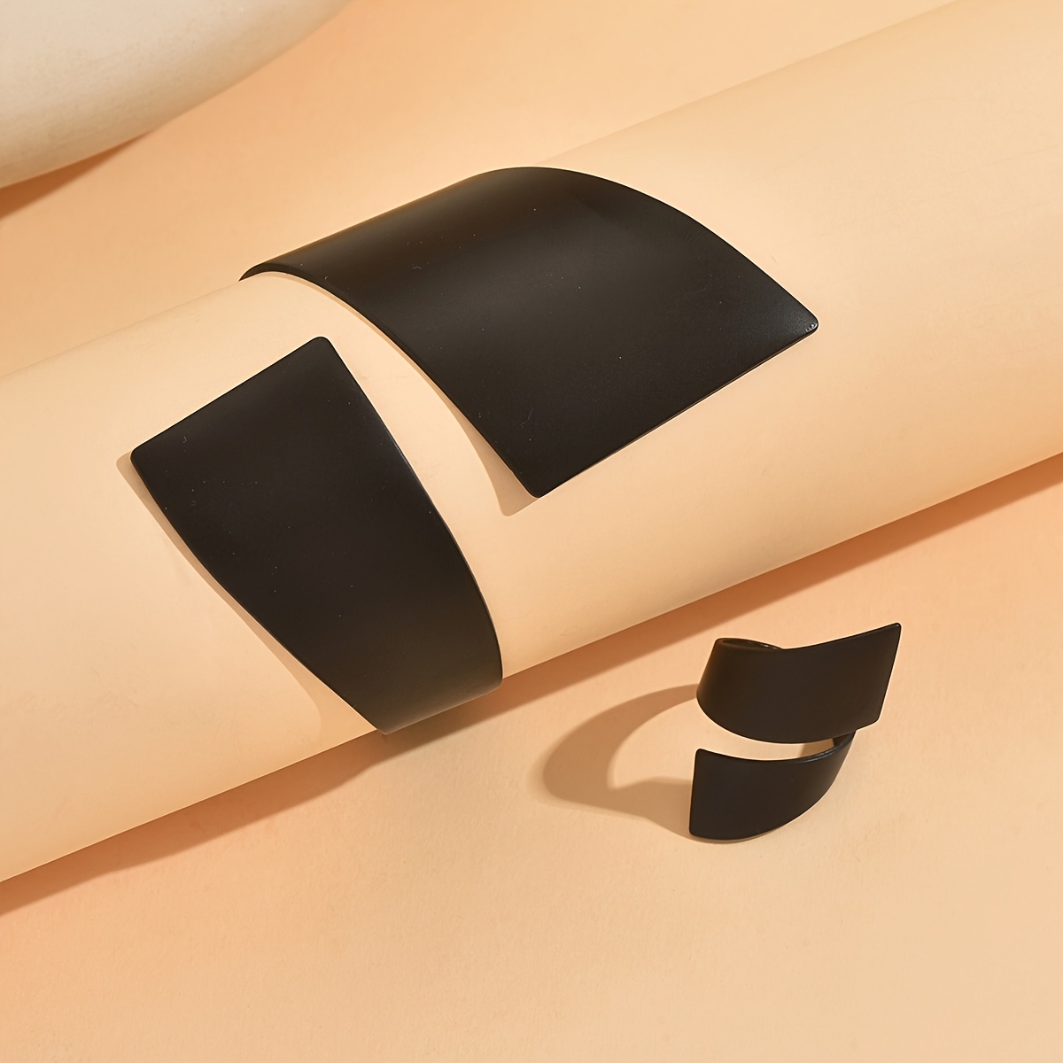 2pcs Western Border Black Irregular Ring Set