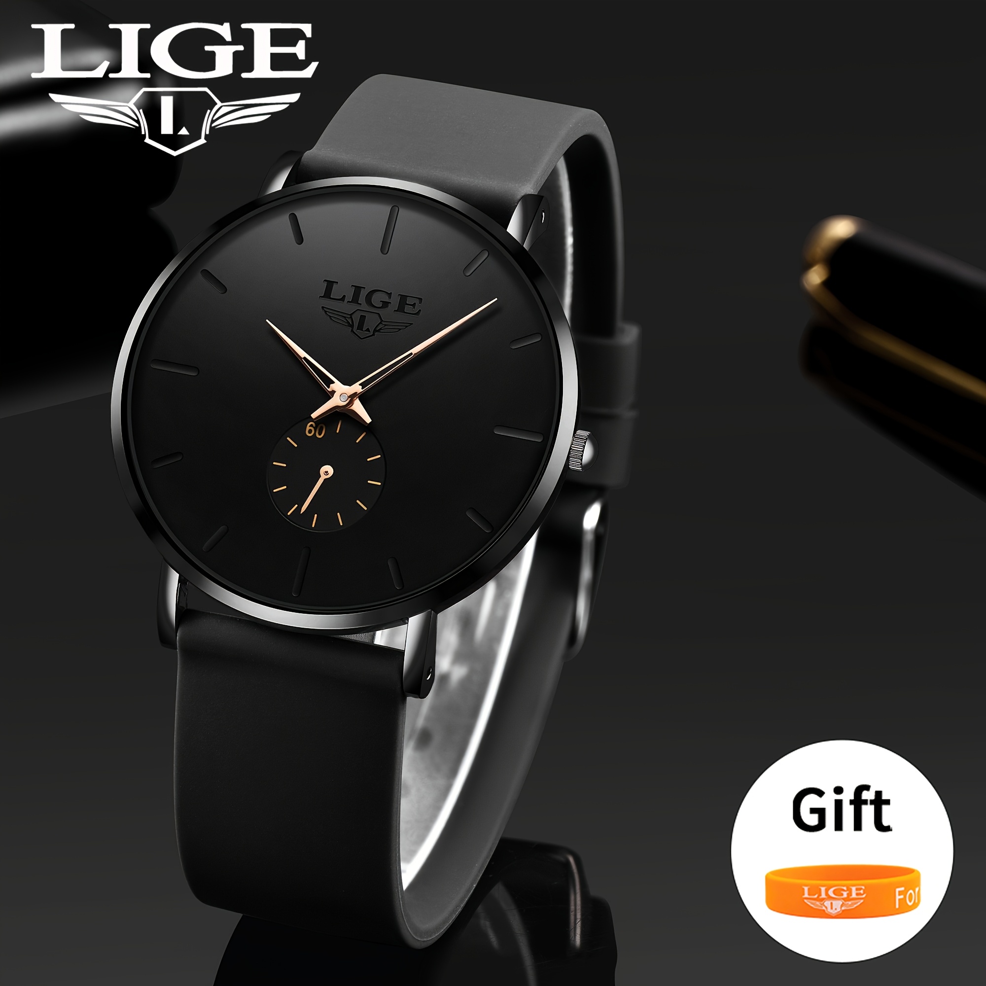 Lige '-thin Quartz Watch, With Bracelet, Fashionable And Simple Classic Three-needle Dial, Suitable For Casual Sports Business Occasions, Ideal Gift For Men And Women.