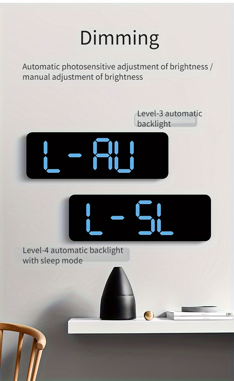 большие цифровые настенные часы с большим экраном и встроенным термометром, скандинавский стиль для гостиной или рабочего стола, светодиодный будильник. Подробности 4.