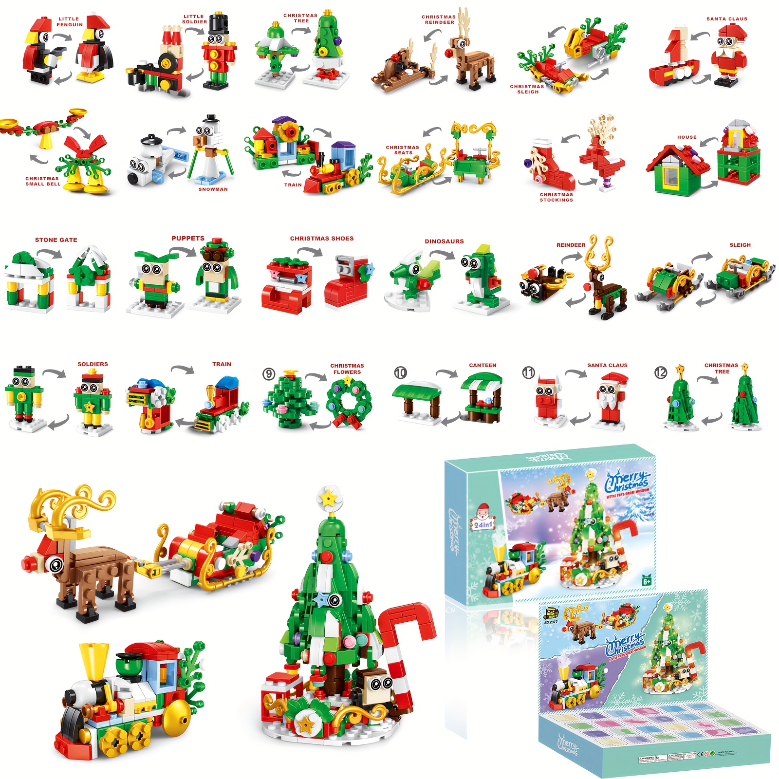 Christmas Advent Calendar Building Block Set - Educational Jigsaw