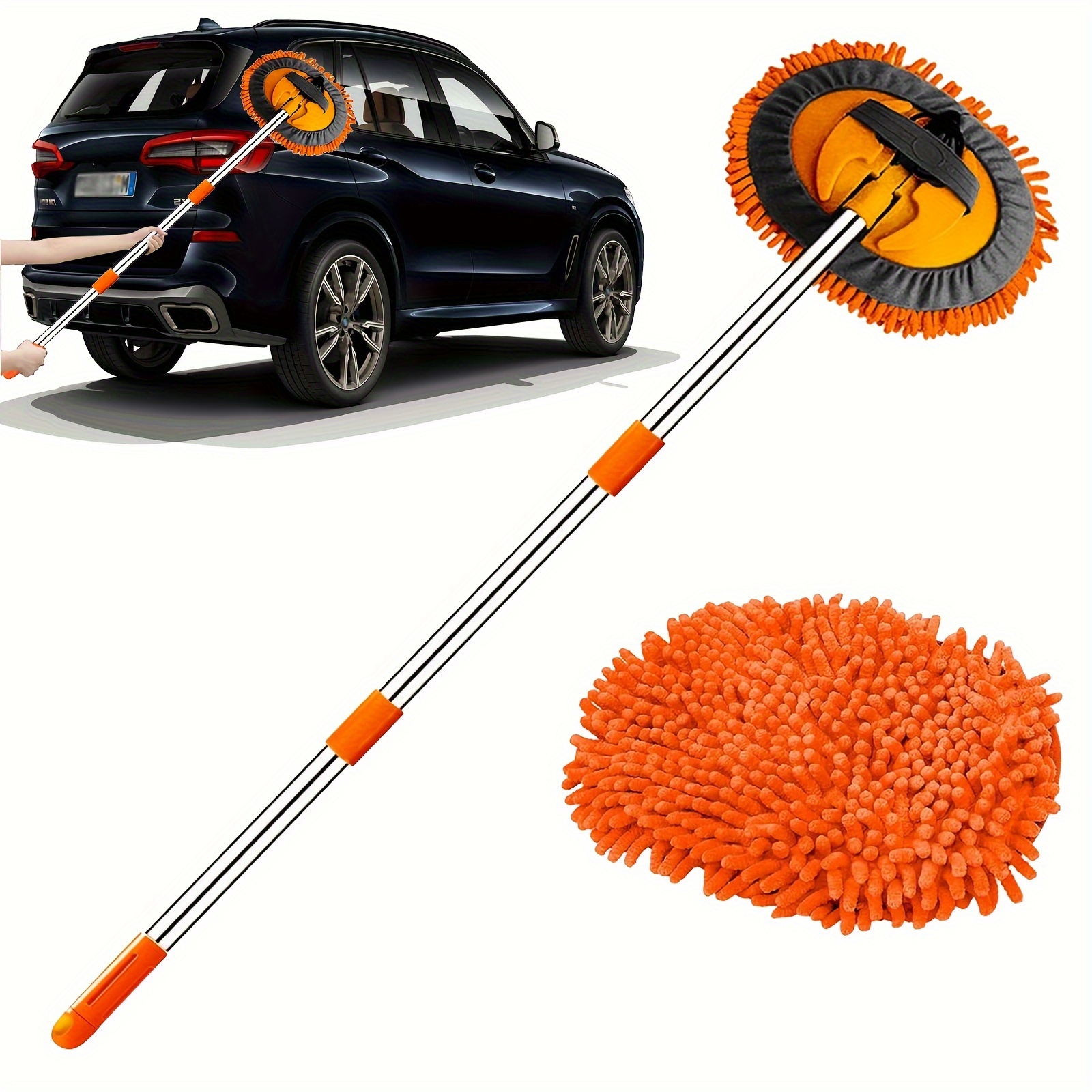 

47.5" Microfiber Car Mop Set - Chenille Sponge , No Or Scratches, Long For , Trucks, Suvs, Rvs, , Boats