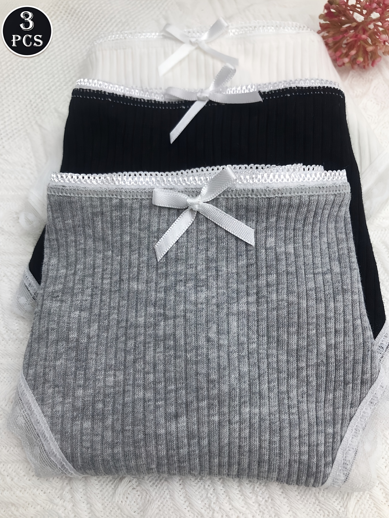 three promotional samples of womens ribbed t shaped underwear