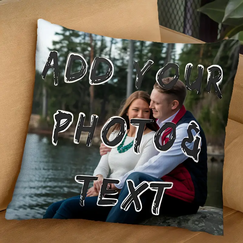 1 photo text pillowcase double sided printing soft short plush polyester large square size zipper closure machine washable personalized home decor gift for parents anniversary valentines day christmas Product details 0