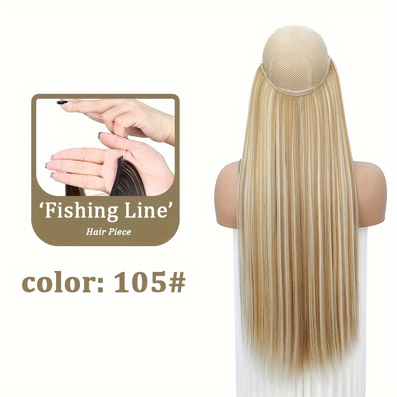TEMU Extension de Cheveux en Ligne de Pêche Synthétique, Perruque Longue et Droite Invisible, Adaptée pour et les , Options Multicolores pour Femmes