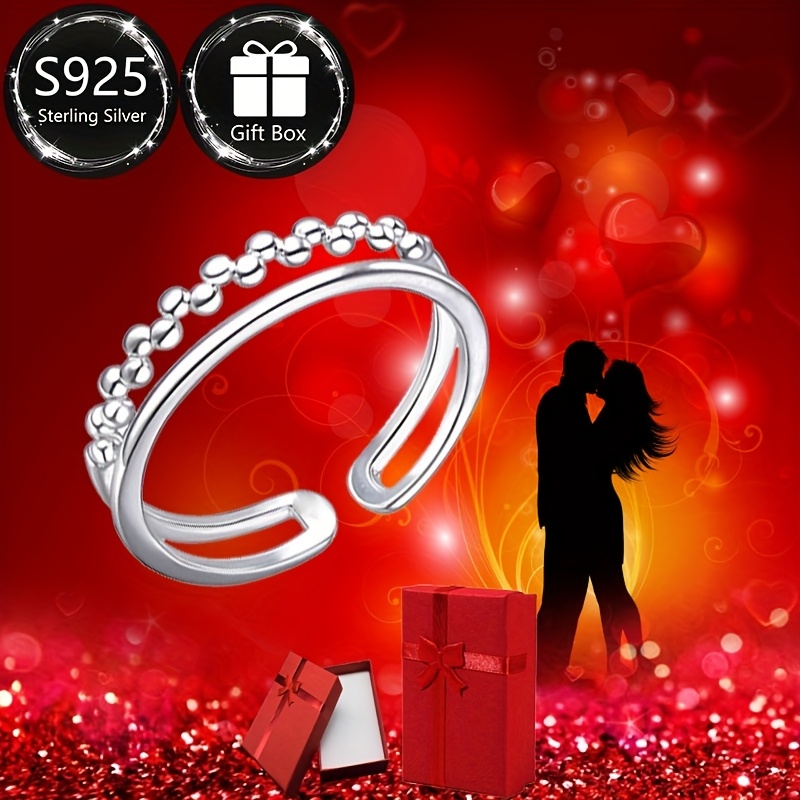 S925 Double Layer Round Bead Ring for Women