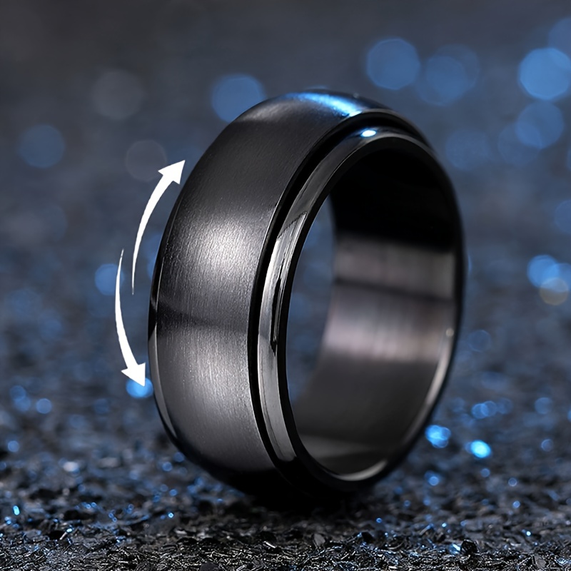 adjustable 360 rotating ring sleek black stainless steel   unisex vintage   for men women versatile for casual attire special occasions versatile jewelry vintageinspired ring durable jewelry Product details 1