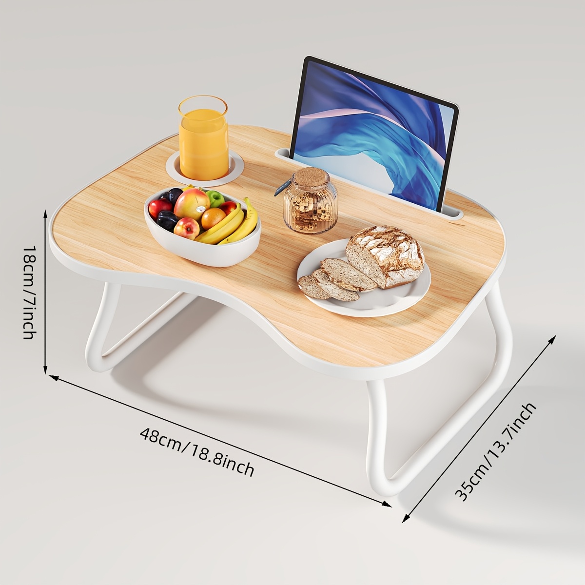 Portable Laptop Bed Table with Cup Holder & Multifunctional Tray - Foldable Bedside Desk with Tablet Card Slot, Sturdy A-Frame Design, Space-Saving Lightweight for Eating, Reading, Writing on Bed, Sofa, Floor - Ideal for Home Office, Travel