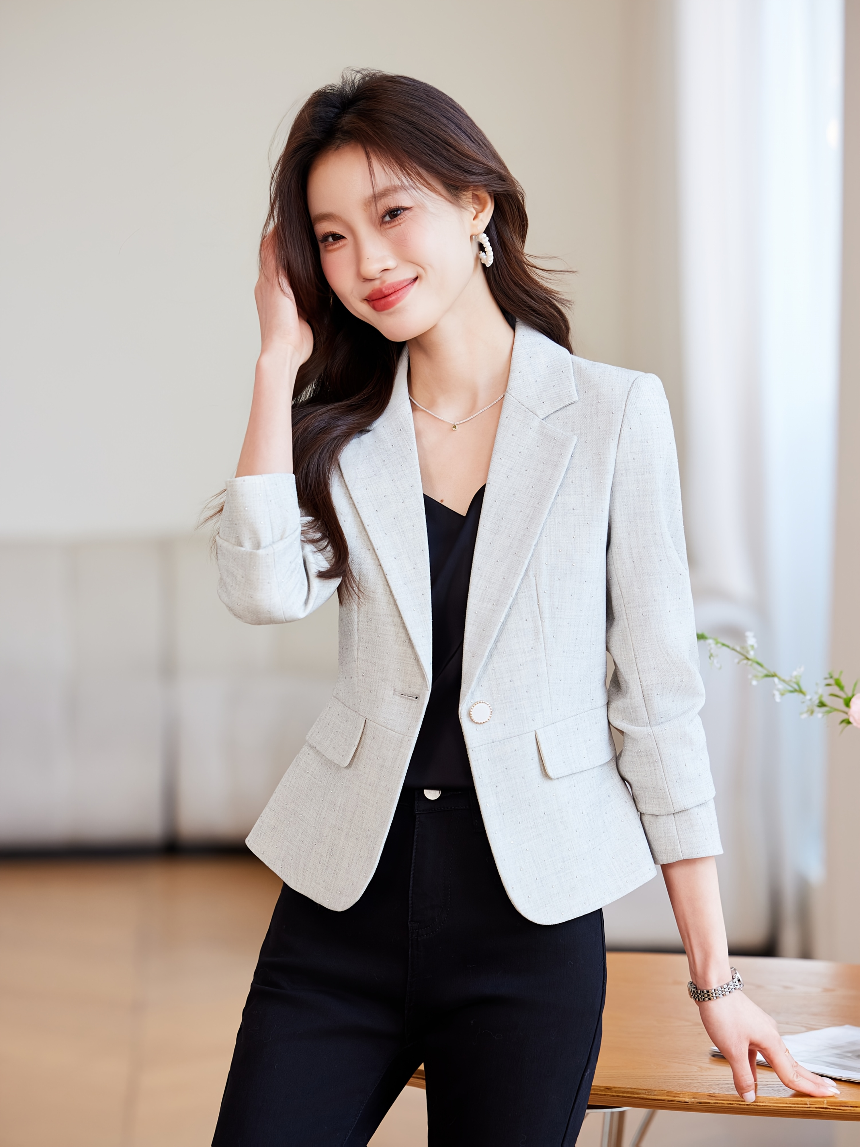 women's petite gray jacket 2025 new h silhouette Temu Australia