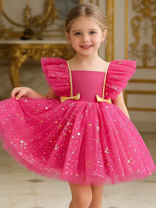 baby girl party wear dress Light pink one year dress Girl tulle dress special occasion First birthday dress Baby pageant dress Baby birthday outfit with puff sleeve