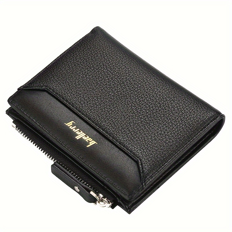Image of Baellerry Men's Short Wallet Faux Leather Thin Bifold Credit Card With Zipper Coin Purse