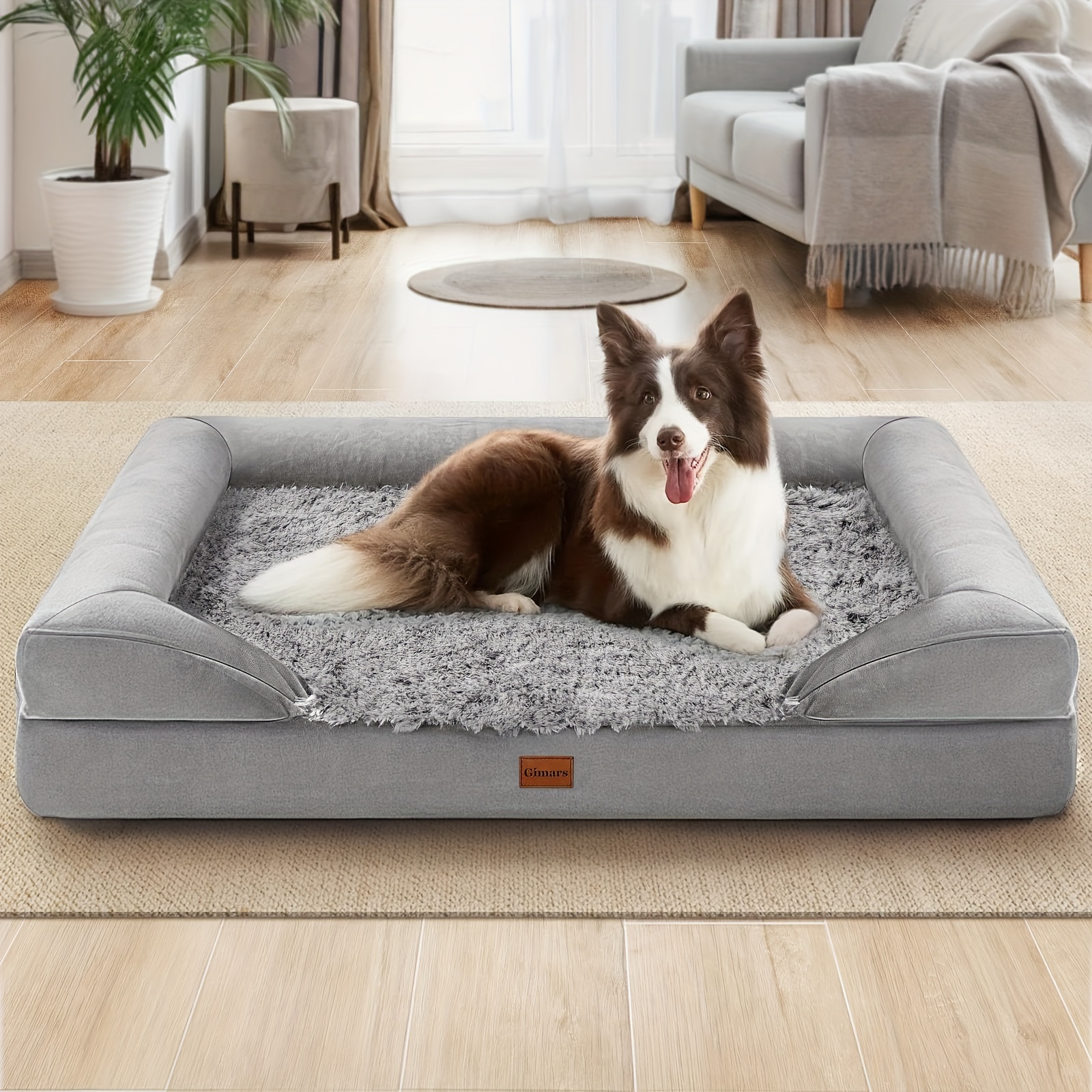 

Gimars Orthopedic Egg Foam Dog Beds For Large Dog, Waterproof High Supportive Bolsters With Removable Washable Cover For Large Medium Small & Aging Dogs, Medium