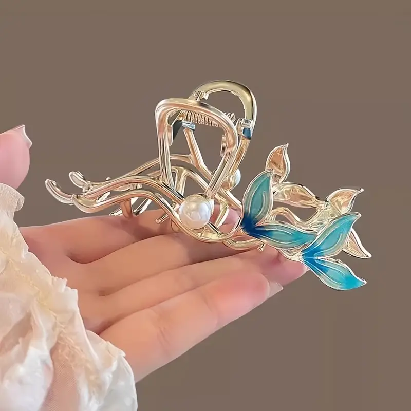 womens luxury fish tail hair clip metallic   shark clip with   elegant updo everyday hairstyle for parties formal events durable hair accessory for women whimsical design intricate   special occasion hairpin fashionconscious women Product details 3