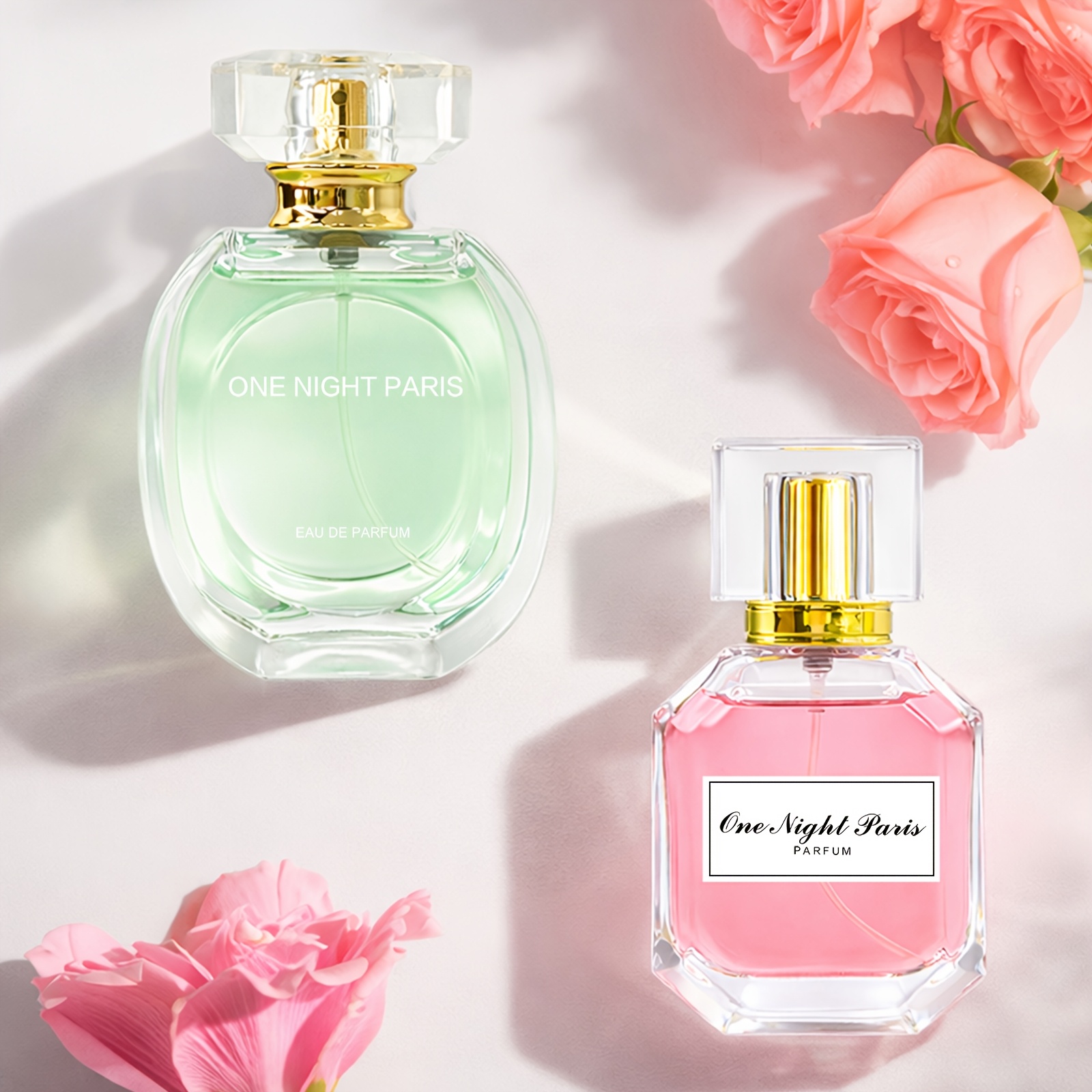 Image of Lemon Cedar Scent & Rose Peony Floral Perfume Combination Set, Unisex, Fresh, Elegant & Long-lasting Fragrance, Suitable For , Date, Party & Daily Use, Couple's Gift Box For Festivals & Birthdays