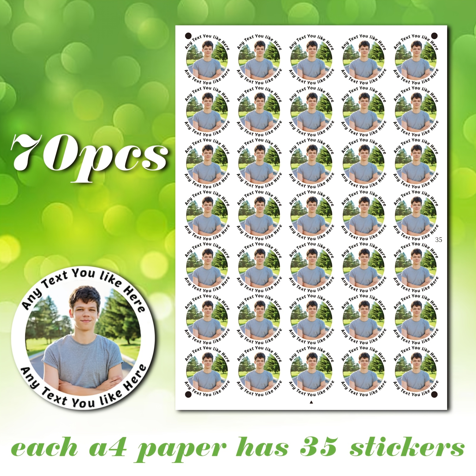 TEMU Autocolantes de Fotos Personalizados Personalizado - Etiquetas de Aniversário Redondas, Autocolantes de Etiquetas de Presente Únicos, Decalques
