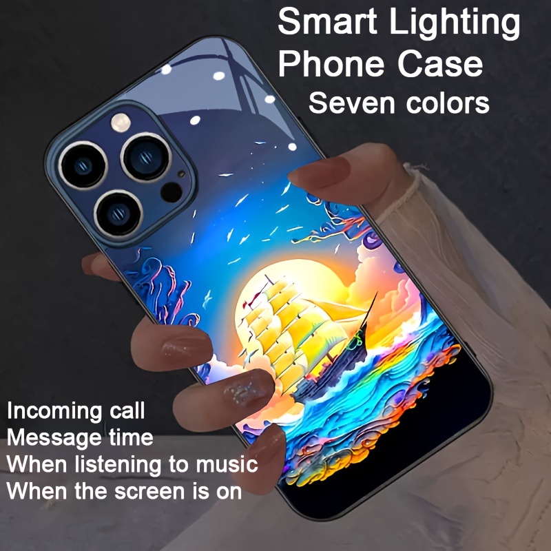 

Voice-activated Colorful Glowing Phone Case For 14, 13, 12, 11, Xs, Xr, 8, 7, 6, Plus, Pro Max Plus - Fashionable & Intelligent!