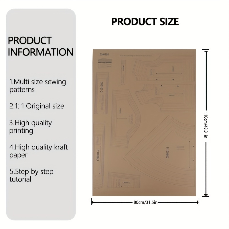 TEMU Sewing Patterns For Top And Dress In Size 9 (6m-10y), Featuring 1:1 Scale Designs, Ideal For Beginners, Clothing , And Perfect Templates For