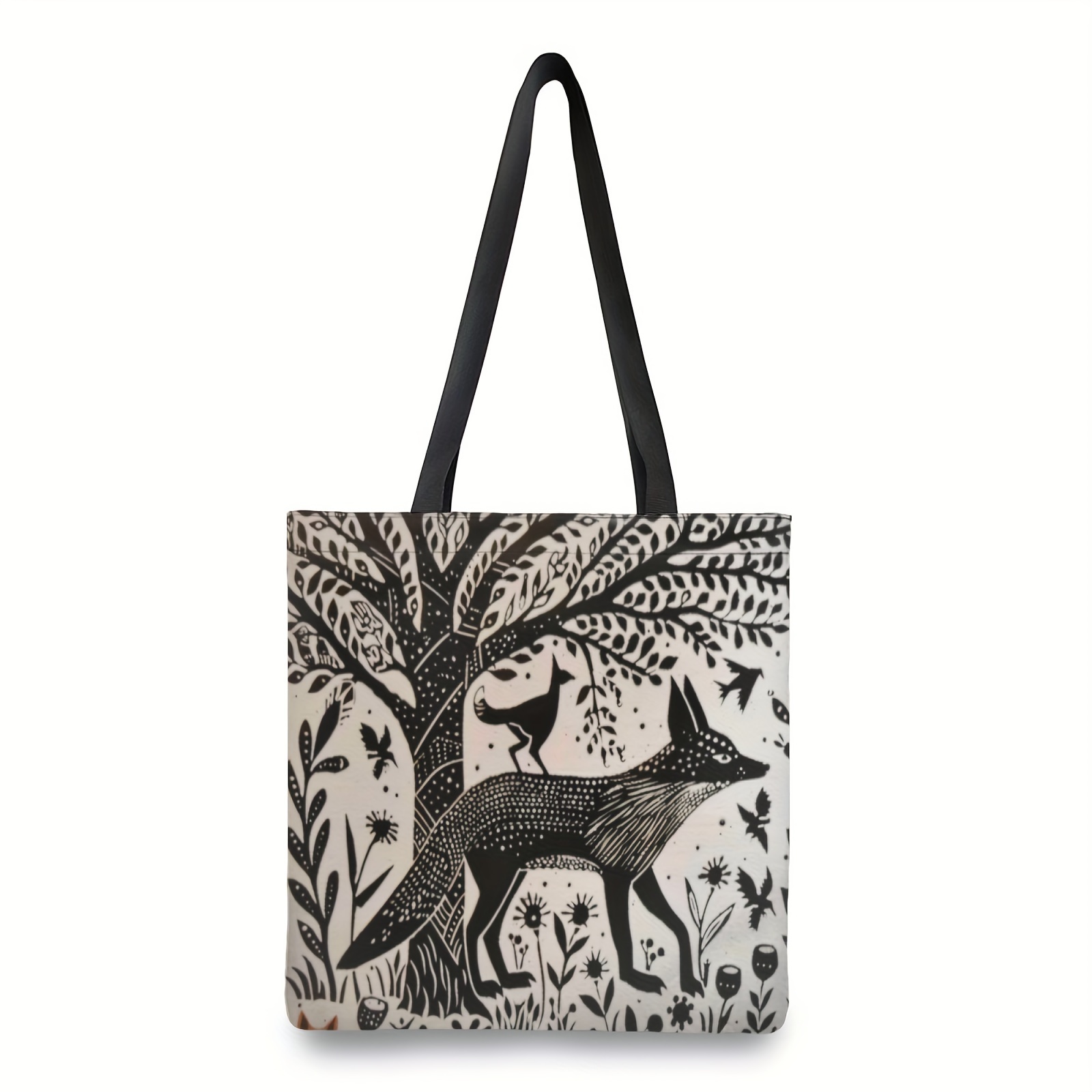 

Fox & Lino Print Canvas Tote Bag - Large, Fashionable Shoulder Handbag For Women | Ideal For Shopping, Travel & Beach