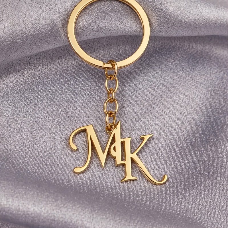 TEMU Custom Double-letter Stainless Steel Keychain, Double-letter Design, Personalized Letter Keychain, Custom Couple Keychain, Handmade Keychain,