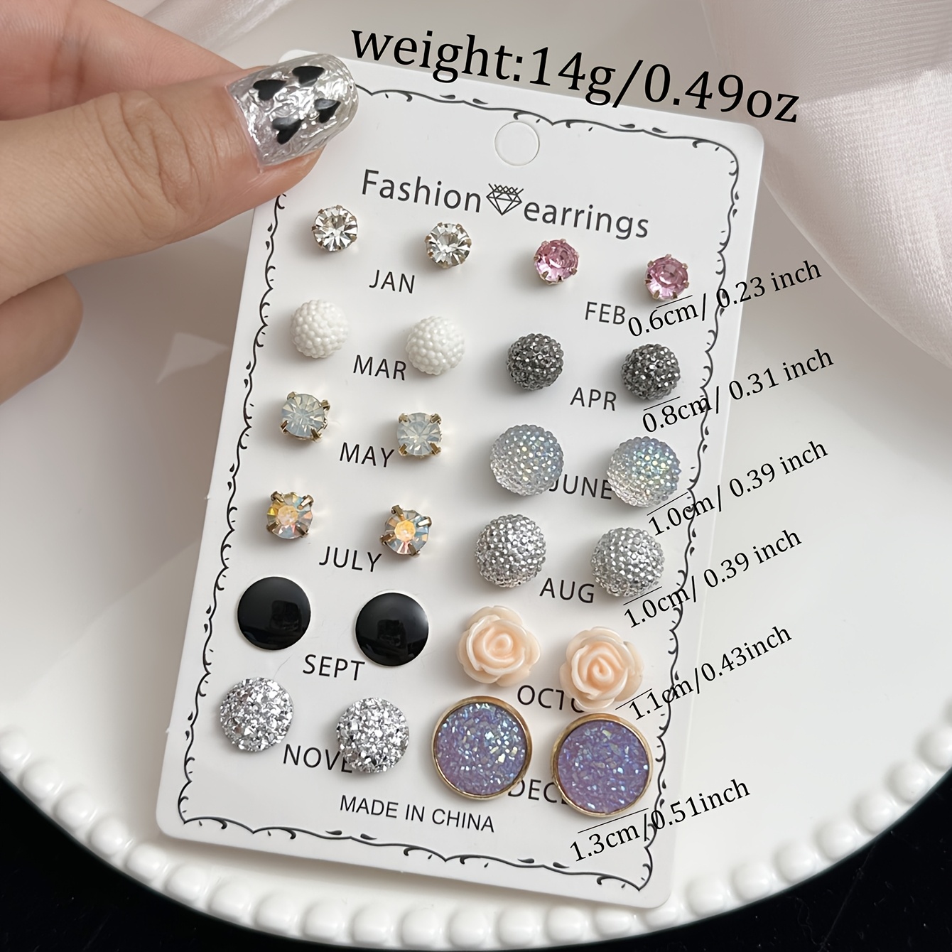 12 Pairs Colorful Flower-Shaped Earrings Set, Stylish Gift