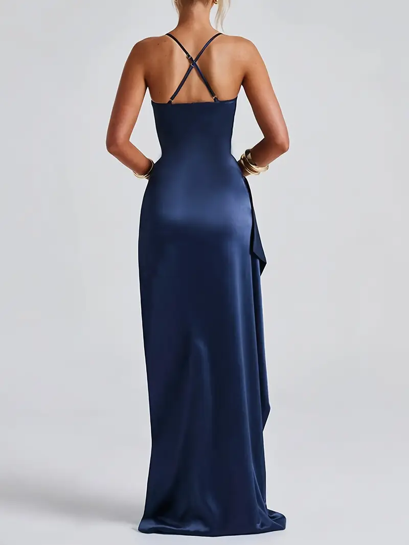 a solid color stretchy satin slip dress a back cross design - Temu Mauritius a solid color stretchy satin slip dress a back cross design - Temu Mauritius